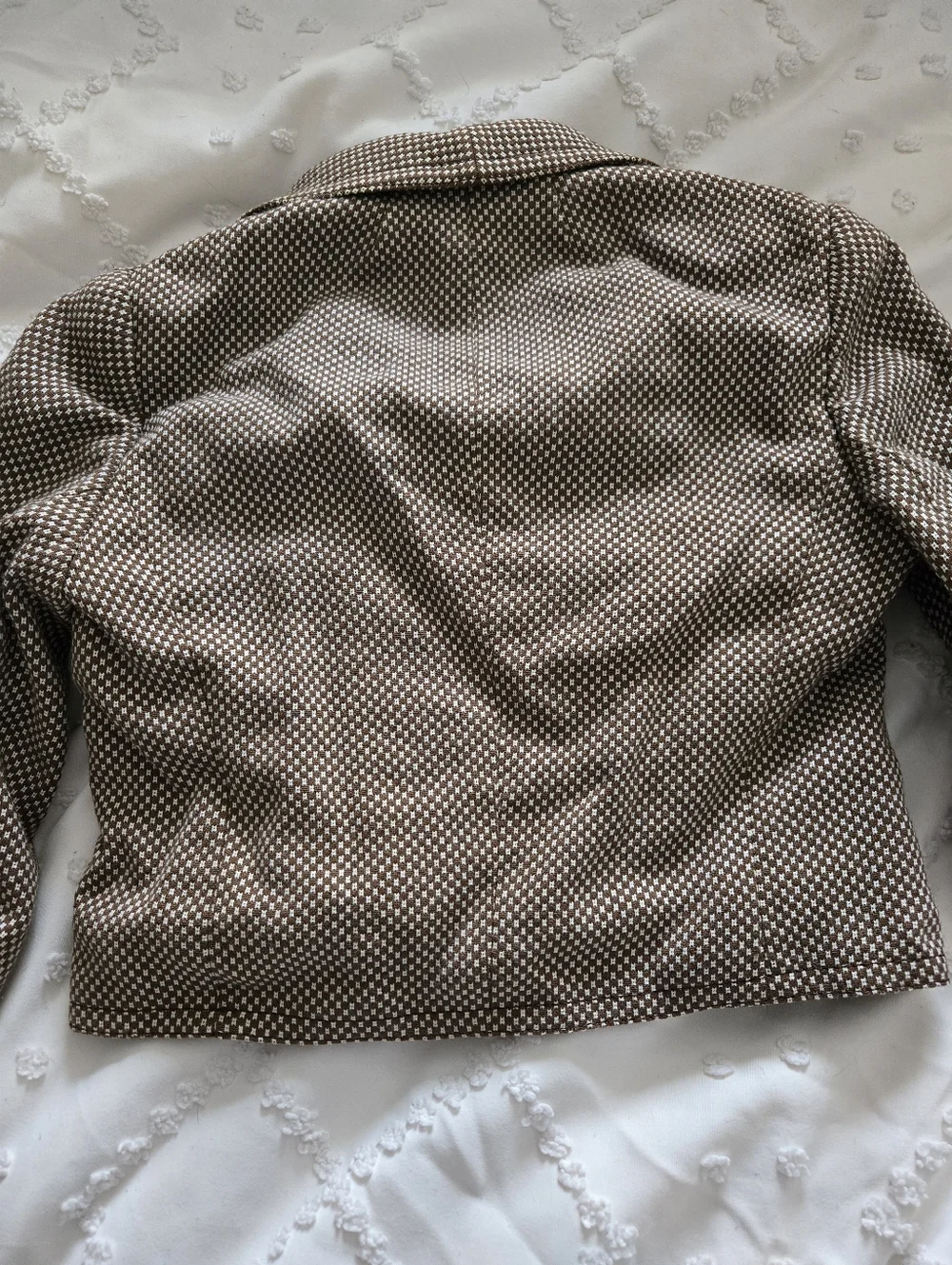 Vintage 60s/70s Brown Check Cropped Mod Blazer Jacket - European Size 42 - Picture 10 of 12